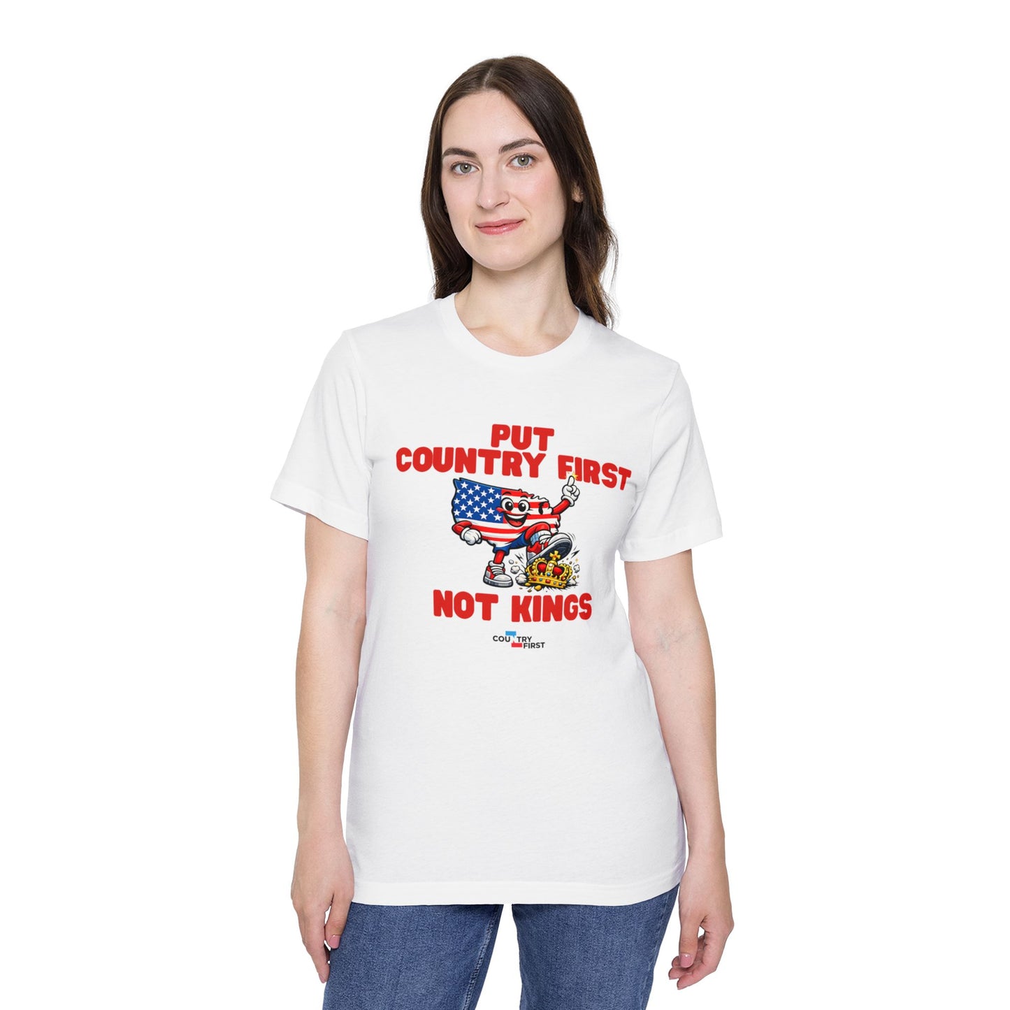 Put Country First Not Kings T-Shirt — Patriotic American Flag Tee