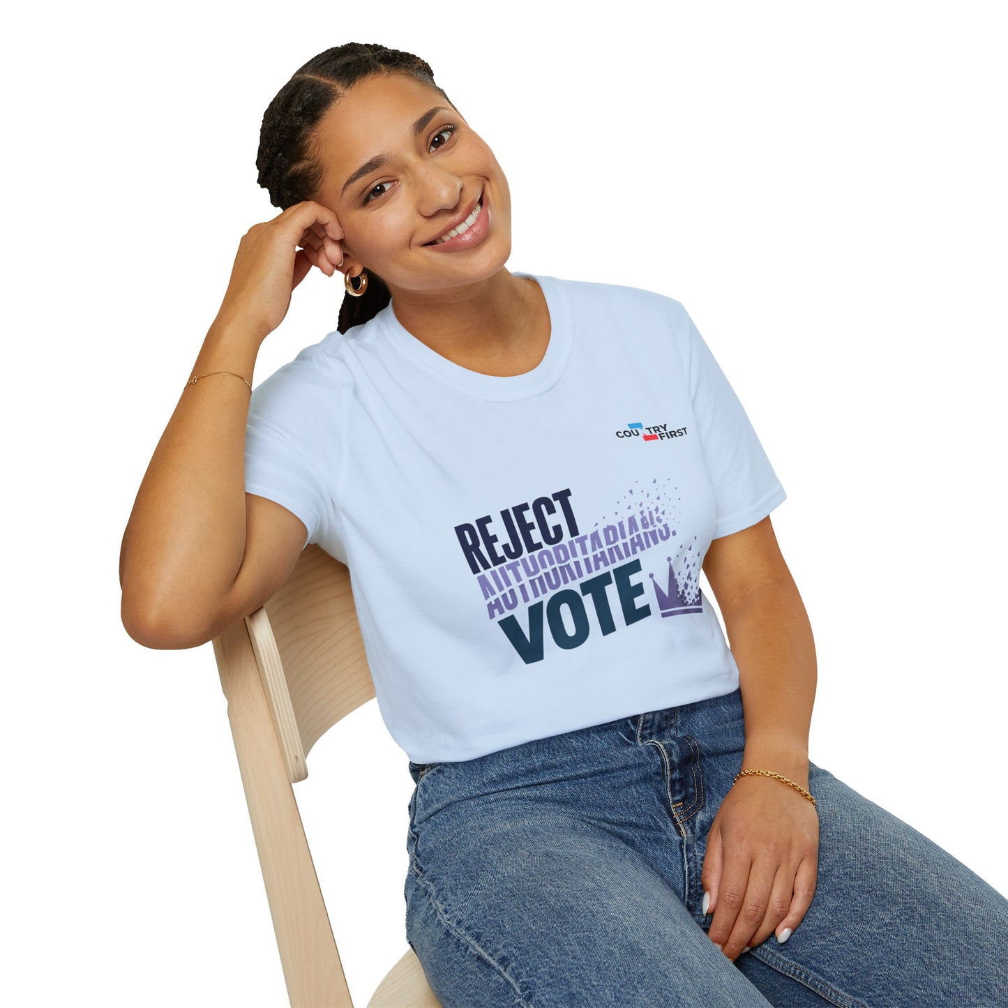 Reject Authoritarianism Vote T-Shirt — Political Activism Voter Shirt