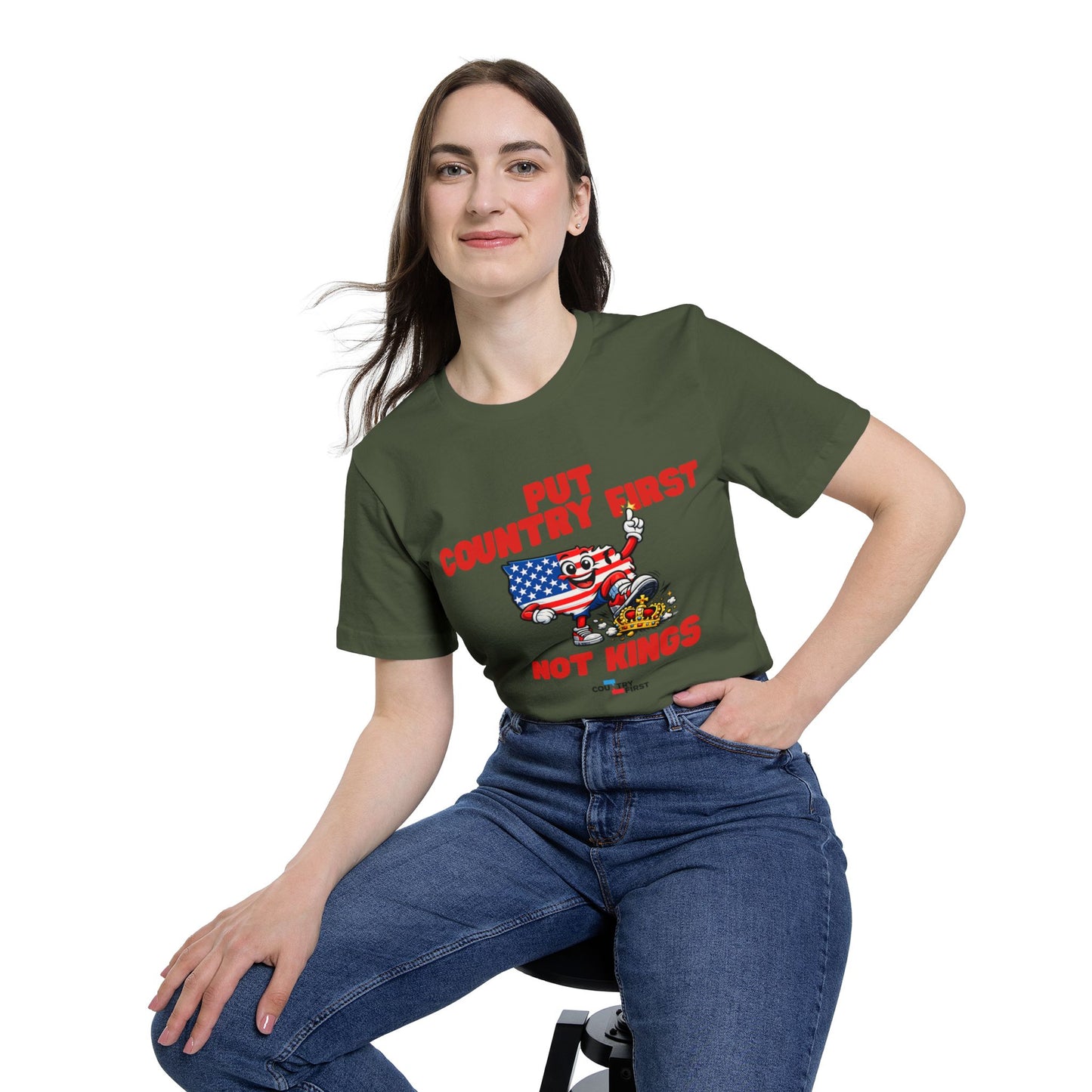 Put Country First Not Kings T-Shirt — Patriotic American Flag Tee