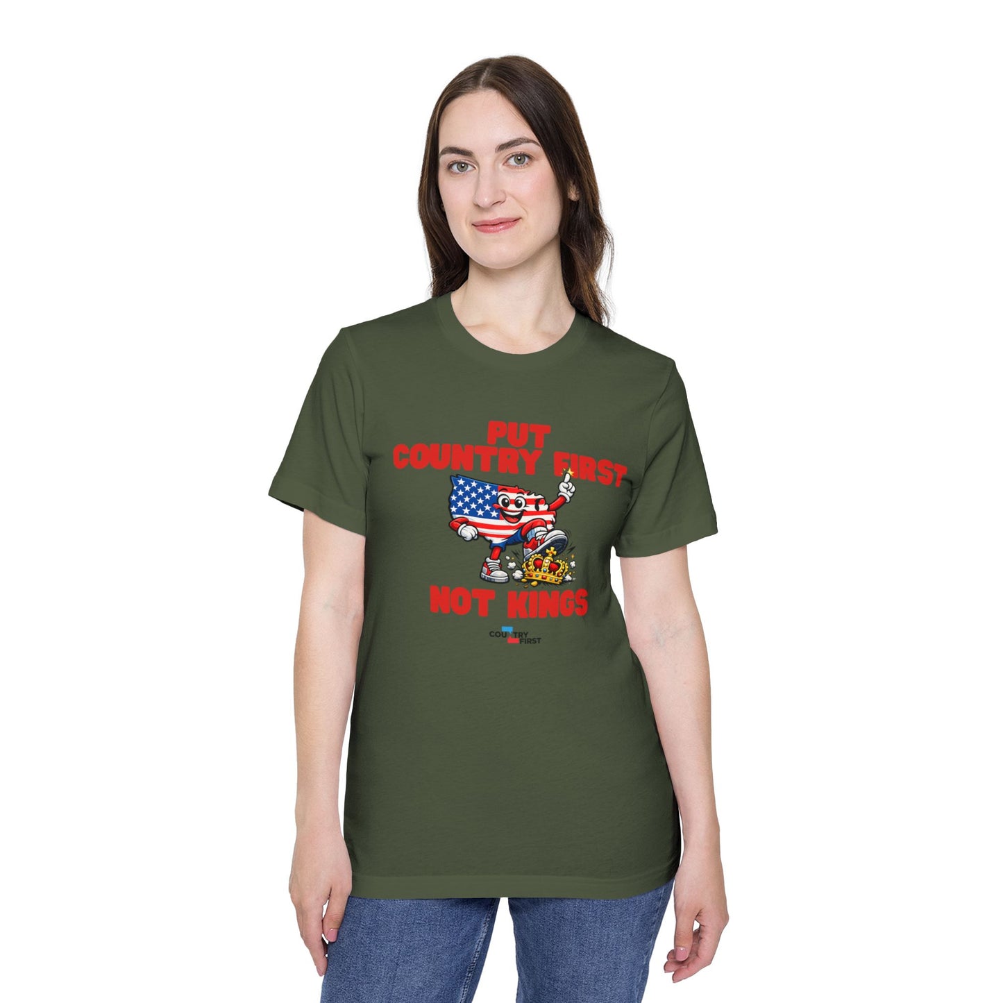 Put Country First Not Kings T-Shirt — Patriotic American Flag Tee