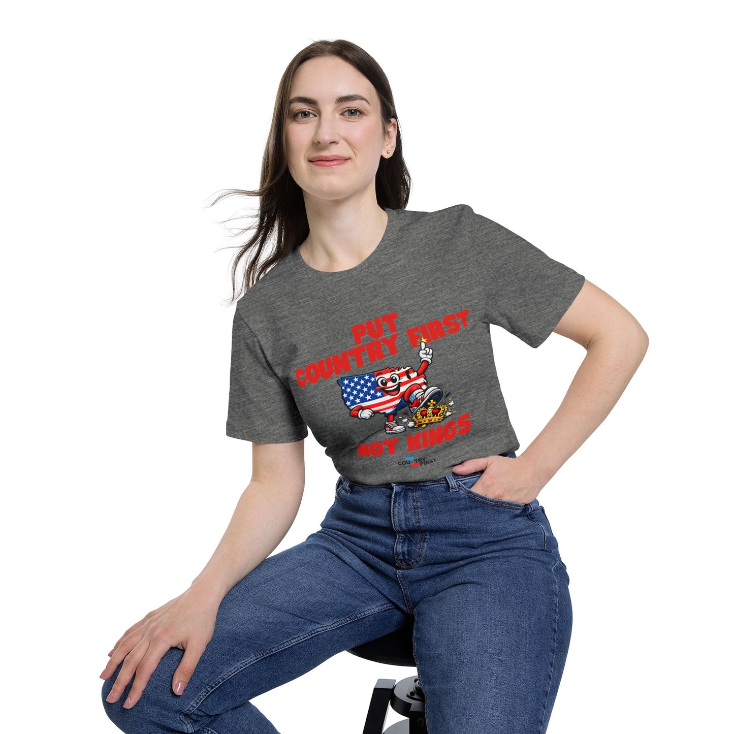 Put Country First Not Kings T-Shirt — Patriotic American Flag Tee