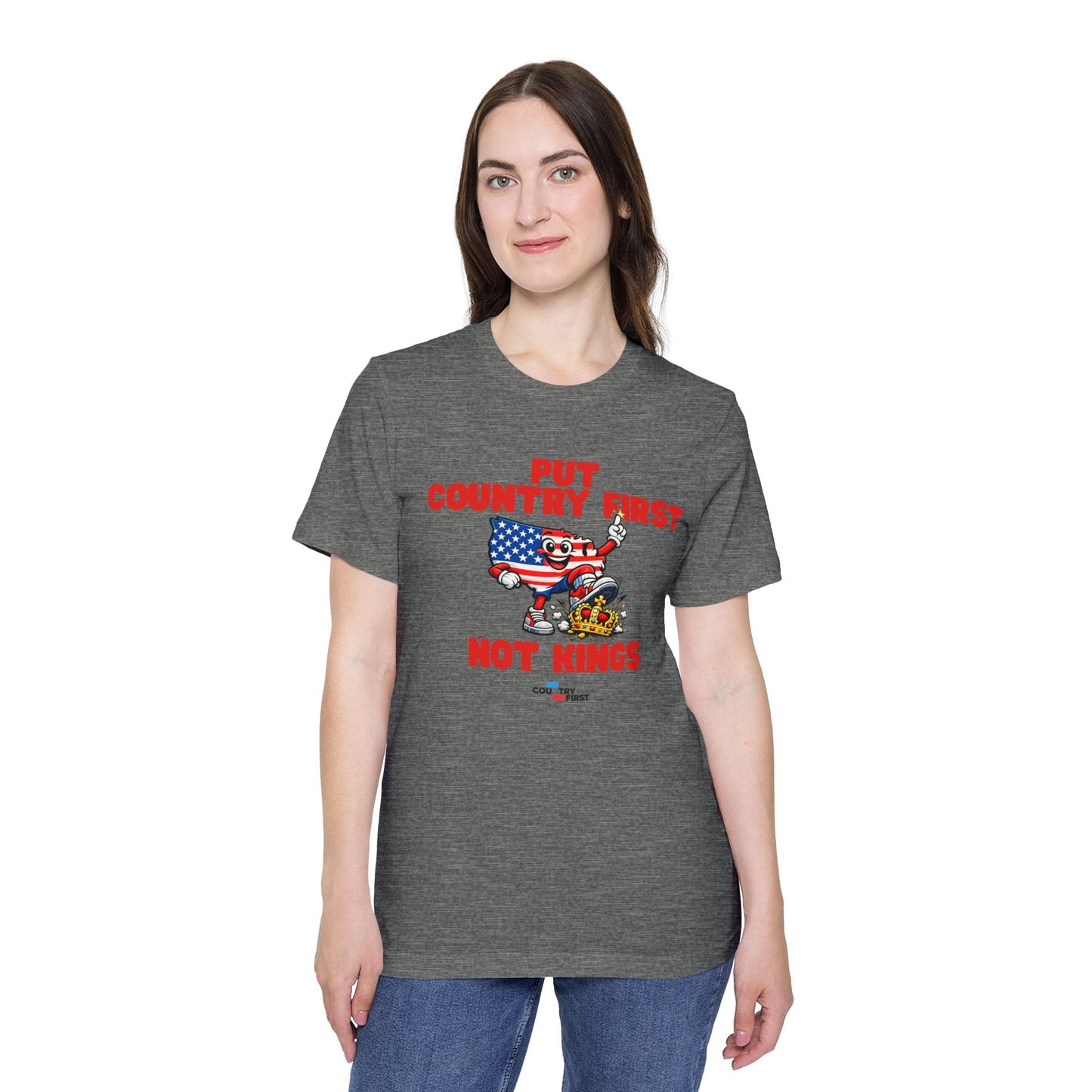 Put Country First Not Kings T-Shirt — Patriotic American Flag Tee