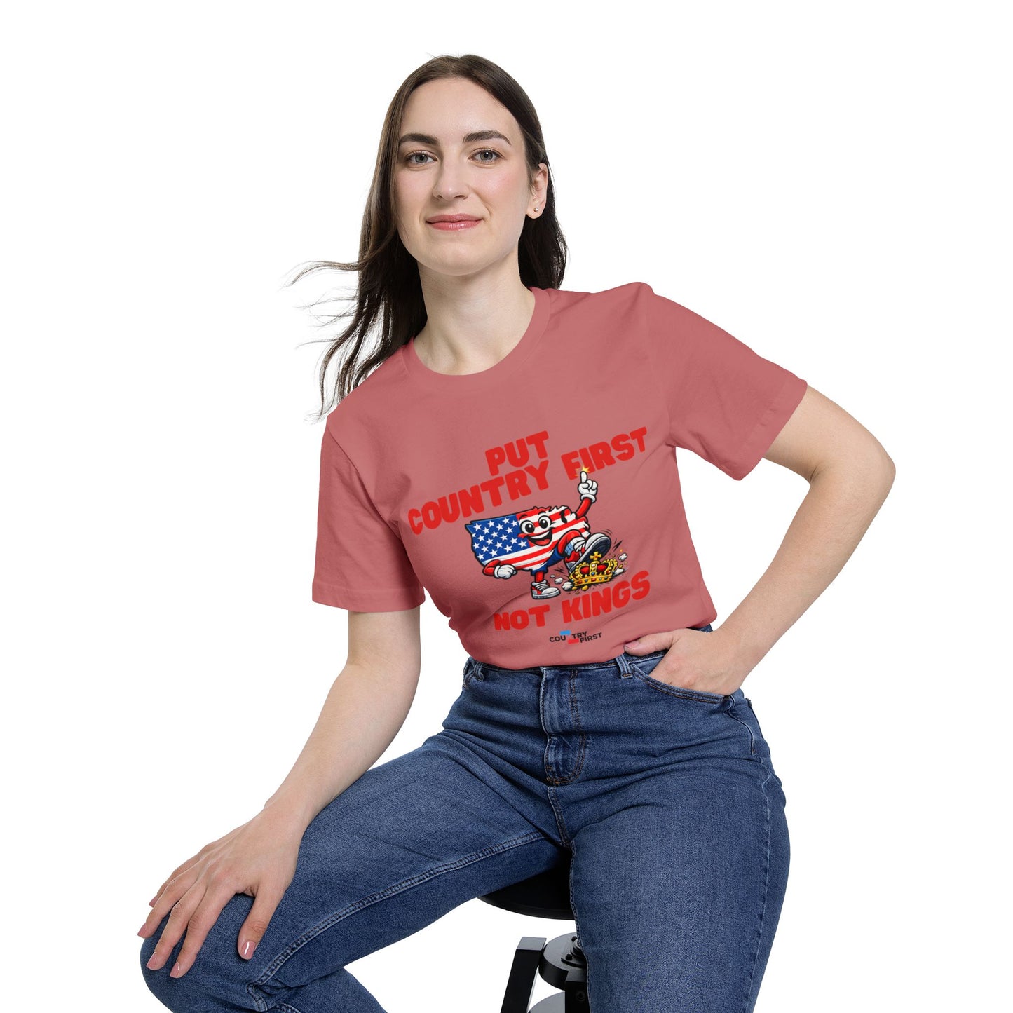 Put Country First Not Kings T-Shirt — Patriotic American Flag Tee