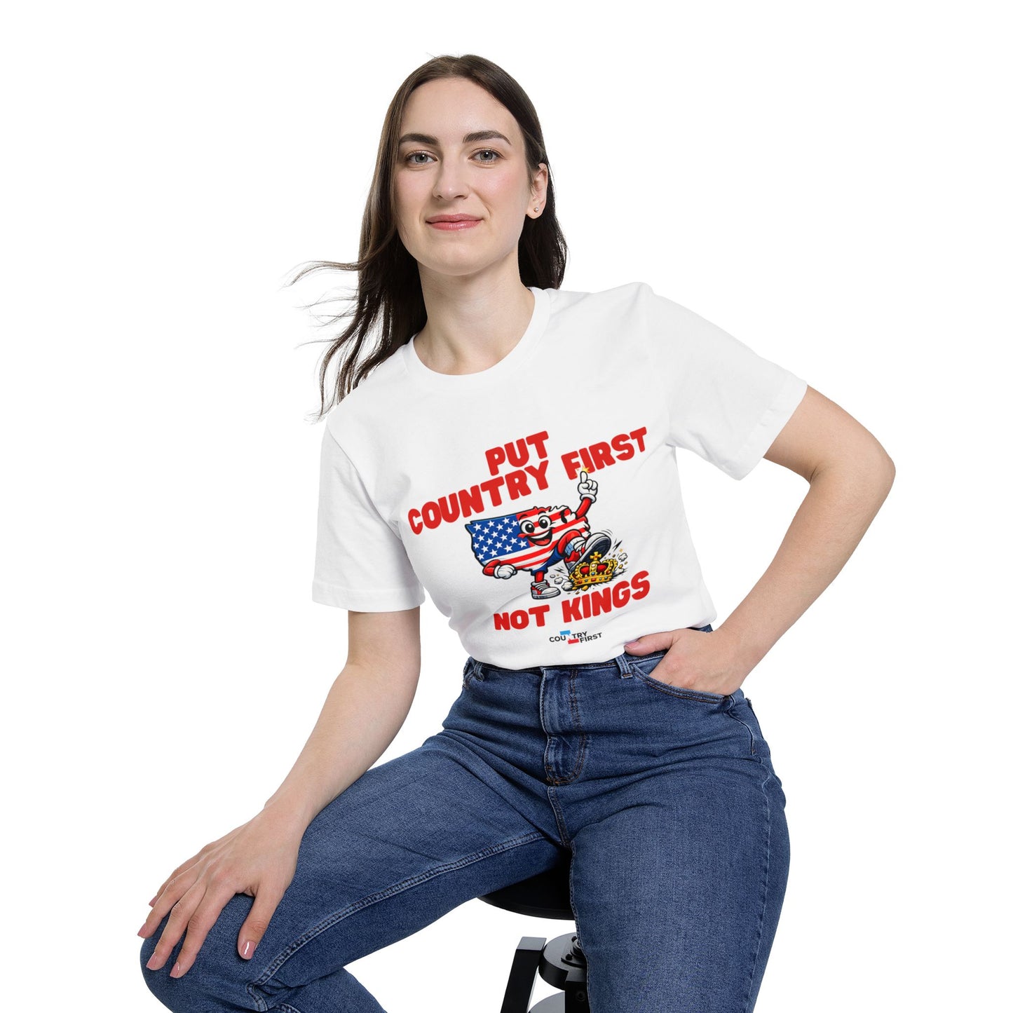 Put Country First Not Kings T-Shirt — Patriotic American Flag Tee
