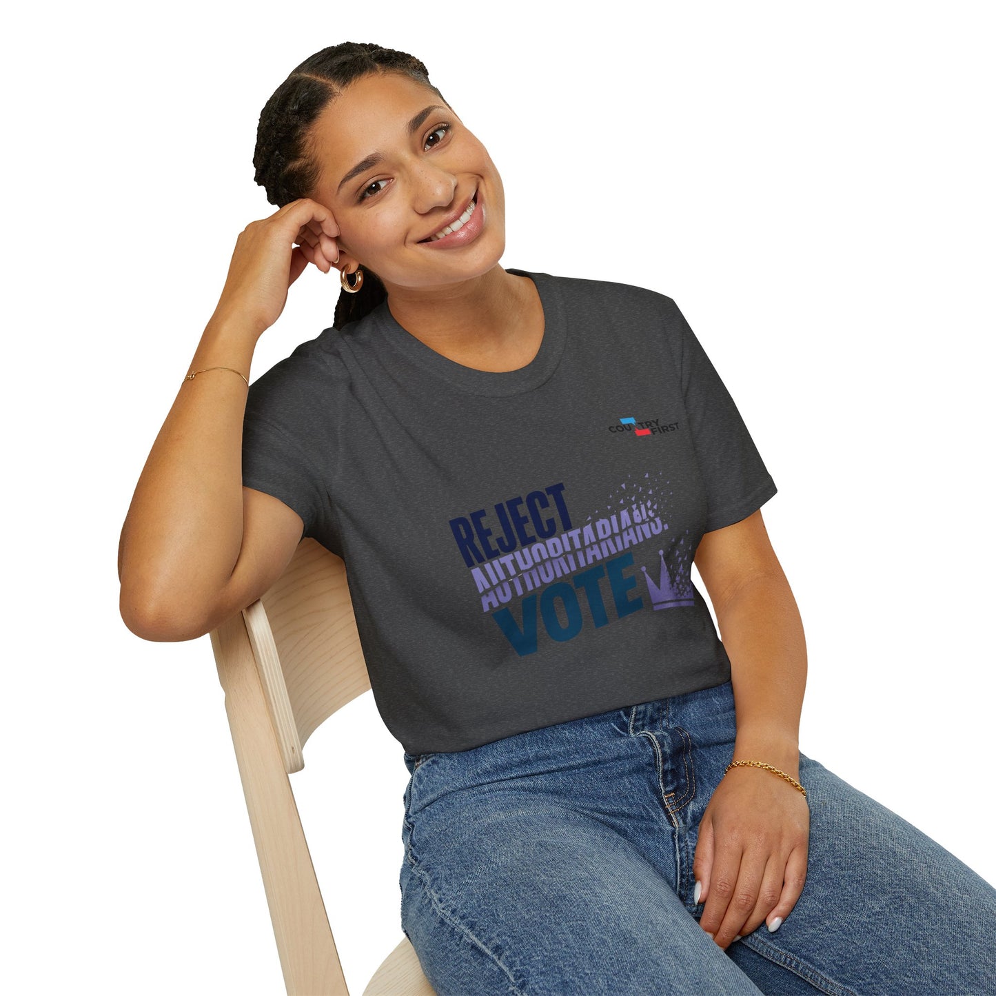 Reject Authoritarianism Vote T-Shirt — Political Activism Voter Shirt