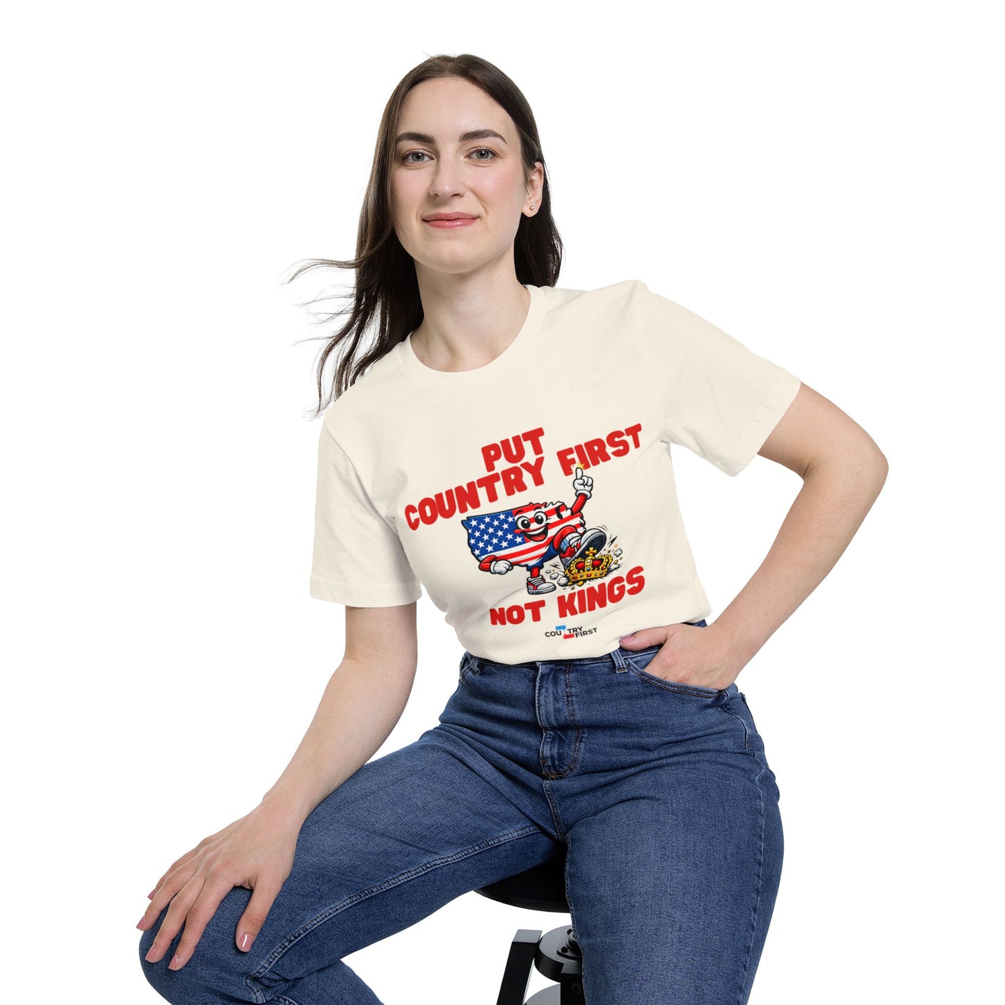 Put Country First Not Kings T-Shirt — Patriotic American Flag Tee