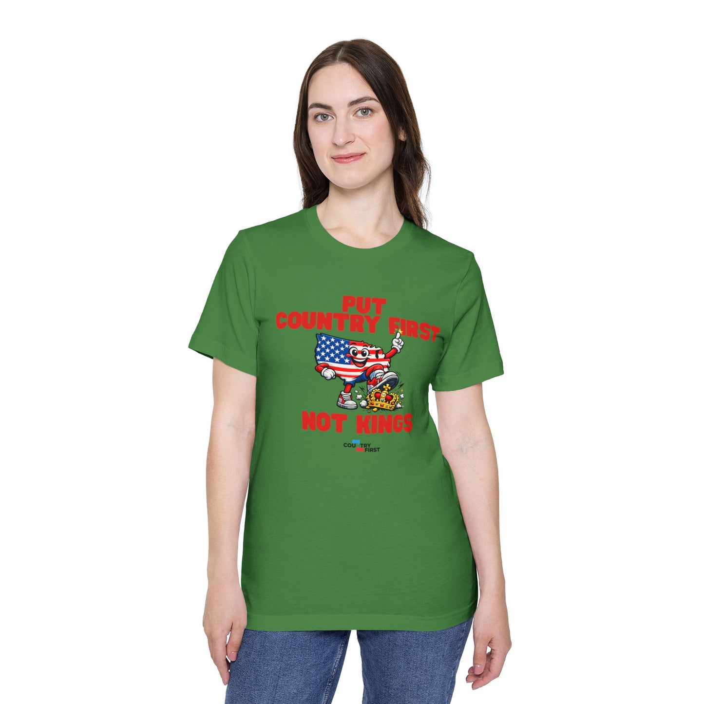 Put Country First Not Kings T-Shirt — Patriotic American Flag Tee