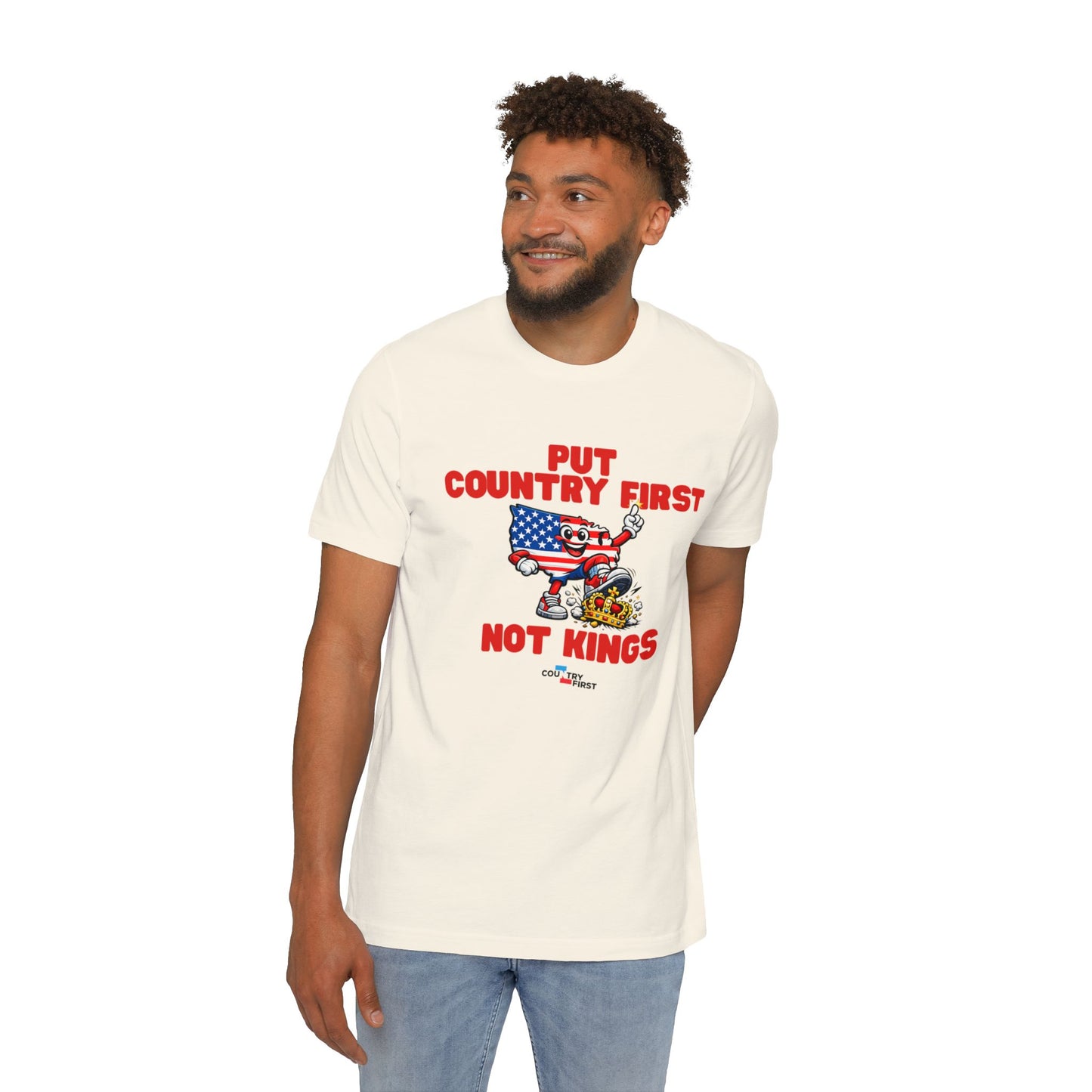 Put Country First Not Kings T-Shirt — Patriotic American Flag Tee