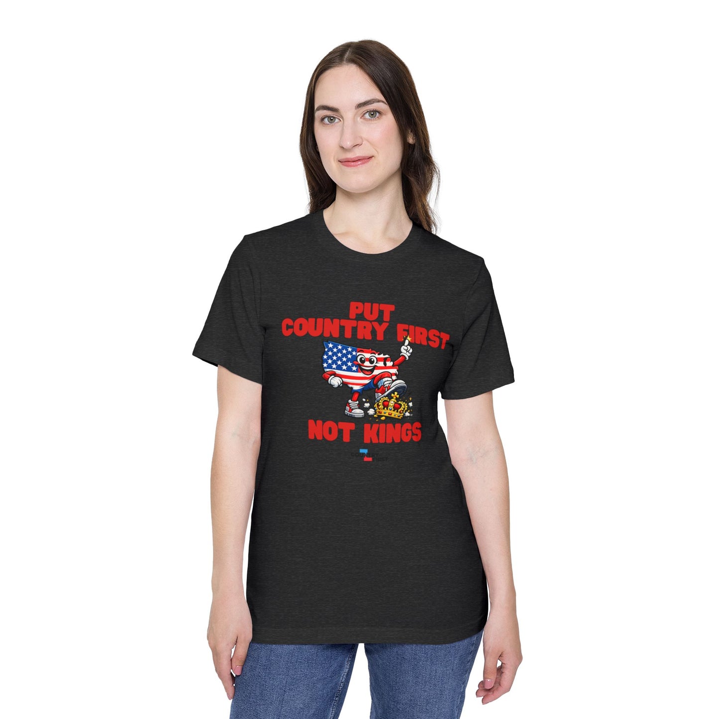 Put Country First Not Kings T-Shirt — Patriotic American Flag Tee