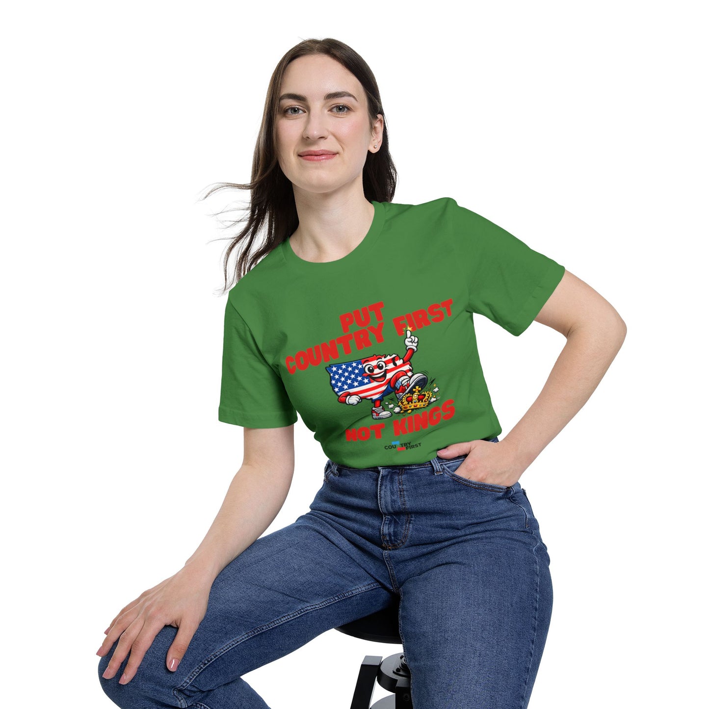 Put Country First Not Kings T-Shirt — Patriotic American Flag Tee