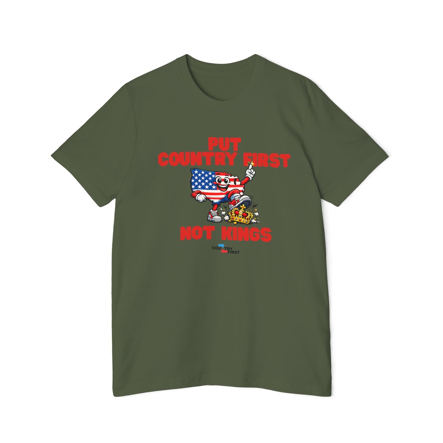 Put Country First Not Kings T-Shirt — Patriotic American Flag Tee