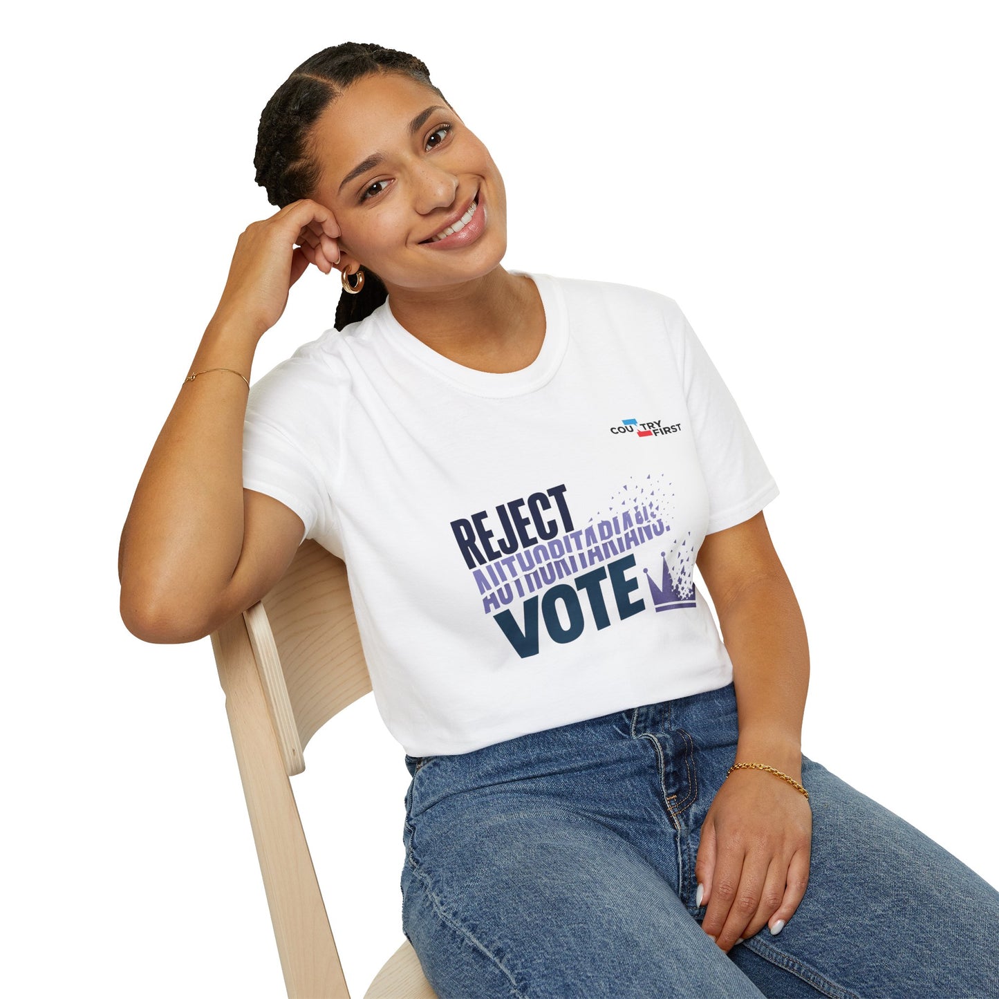 Reject Authoritarianism Vote T-Shirt — Political Activism Voter Shirt