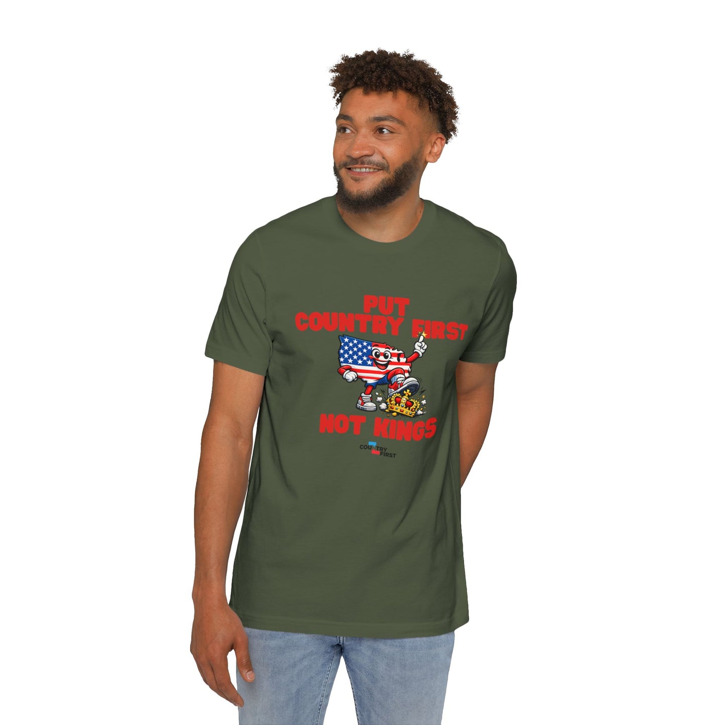 Put Country First Not Kings T-Shirt — Patriotic American Flag Tee
